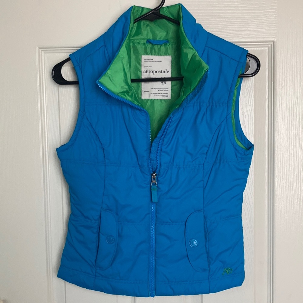 Aeropostale Puffy Vest Blue/Green (size Junior’s XS)